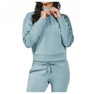 NEW 7DIAMONDS rev crop quarter zip pullover in ocean
